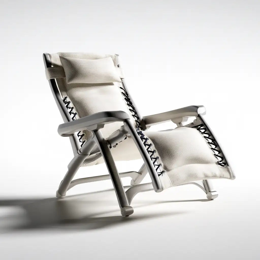 Sedia reclinabile dal design essenziale, beige e nero, per la casa