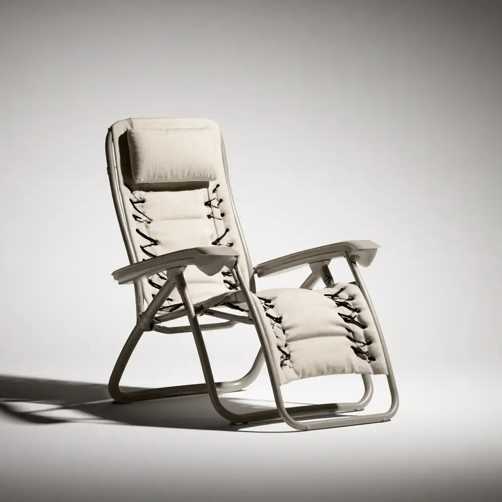 Sedia reclinabile dal profilo contemporaneo, beige e nero, per la casa
